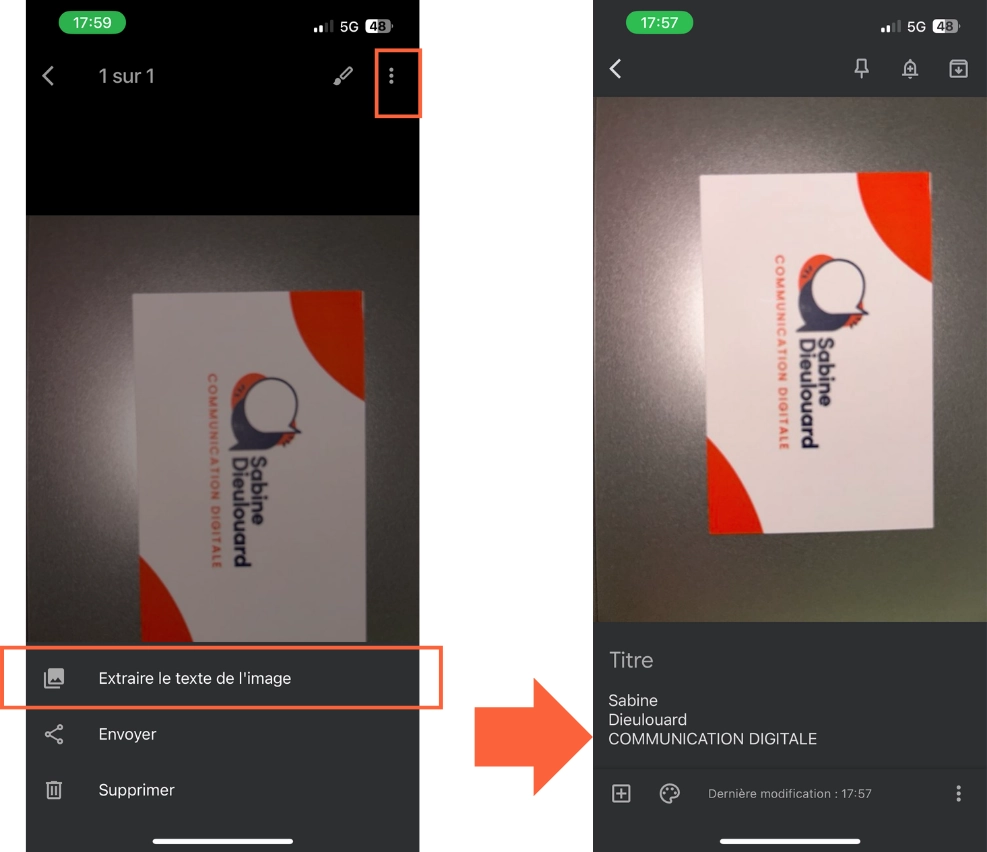 Méthode pour convertir une image en texte éditable sur Google Keep